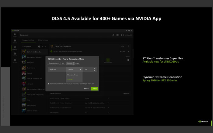 Präsentation Nvidia DLSS 4.5 auf CES 2026 (Bild: Nvidia)